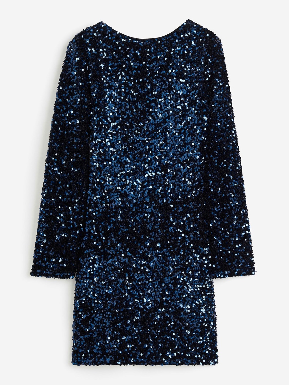 H&M Dark Navy Sequin Long-Sleeve Mini Dress